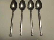 4-Vintage THE CELLAR Flatware CLF6 Basket Weave Design Teaspoons Japan