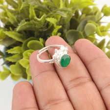 Valentines Deal Sterling Silver Round Natural Green Onyx Band Channel Set Ring