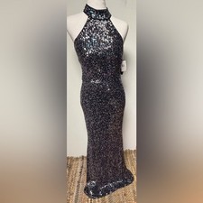Betsy  Adam Black and Silver Sequin Dress Absolutely Stunning NWT Size 4