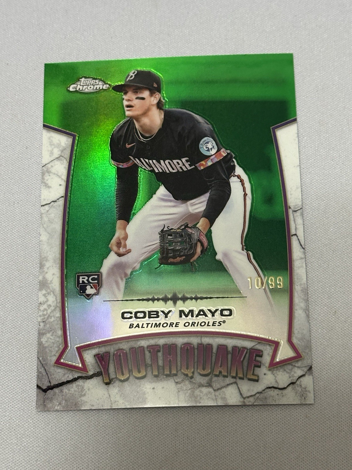 2025 Topps Chrome Youthquake Green Refractor Rookie Coby Mayo RC /99 Orioles
