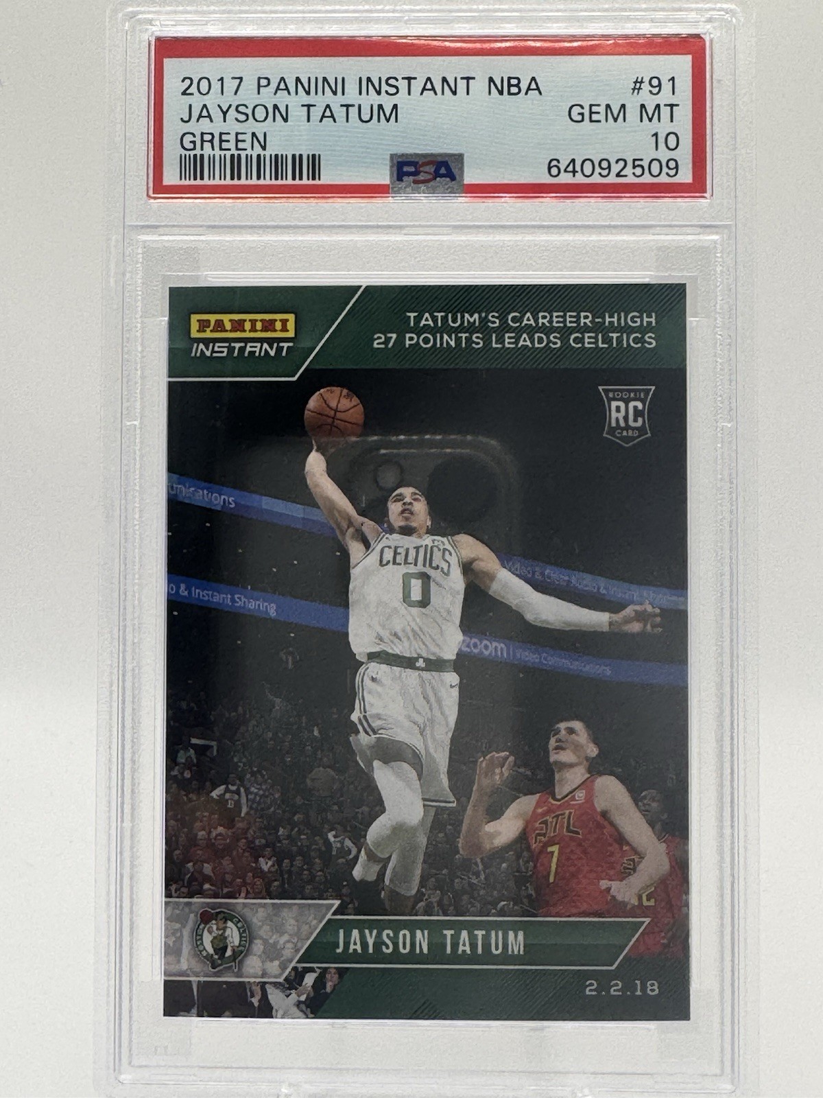 2017-18 JAYSON TATUM RC Panini Instant GREEN GEM MINT PSA 10 BOOKEND 10/10 POP 1