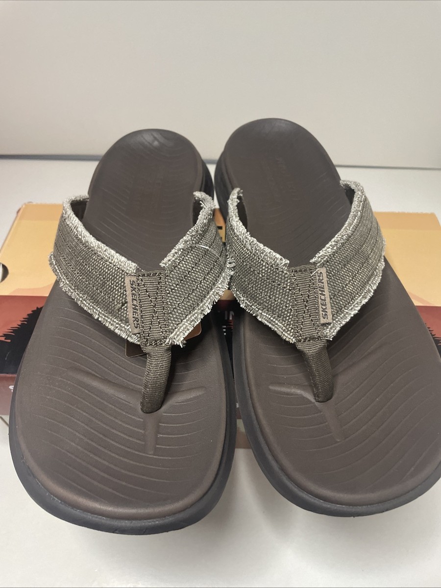 Skechers Luxe Foam Mens Sandals Chocolate Relaxed Fit Vegan  display picture 1