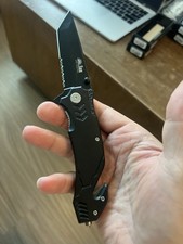 Tac-Force Style Spring Assisted Folding Pocket Knife Black Serrated Blade EDC