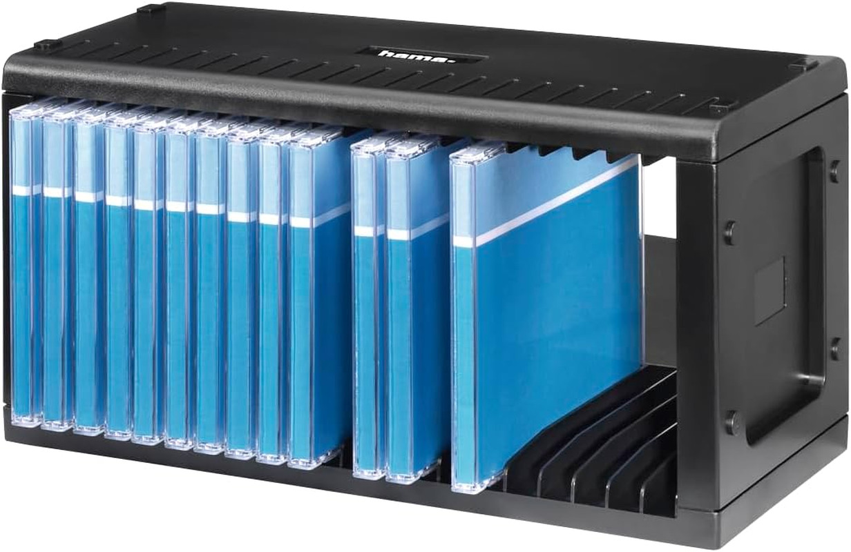 Hama CD/DVD Rack for 20 Cd/Dvds, Black Plastic Storage for Hanging or Standing,