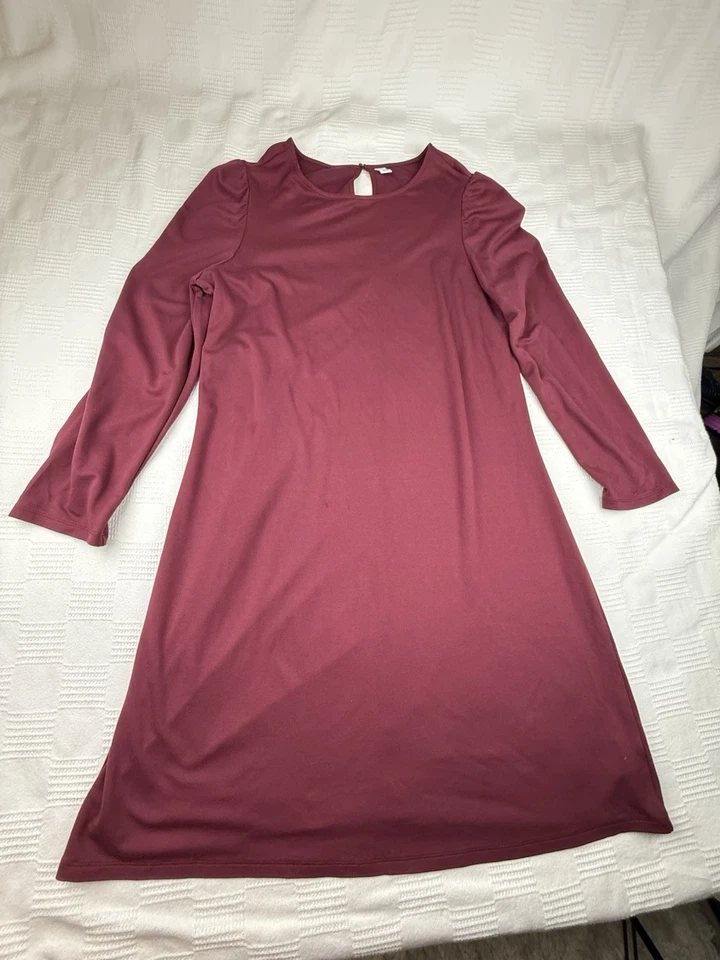 Vestido para mujer Old Navy XLT borgoña Gran Cañón manga larga tejido línea A Foto 3 de 4