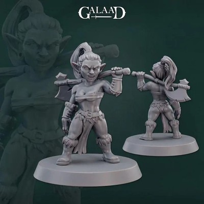 Female Goblin Barbarian | Fighter | Bandit Unpainted Miniature | D&D | DnD Mini