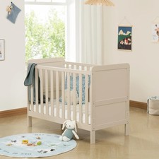Image of Convertible Mini Baby Cot Bed Toddler Bed Adjustable Height with Teething Rails