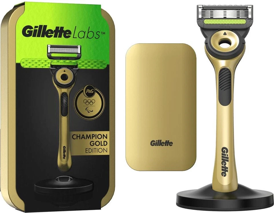 Gillette Labs Herrenrasierer Gold Edition mit Magnethalterung 1 Klinge + Etui