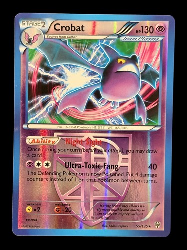 Crobat REVERSE HOLO PLASMA STORM 55/135 POKEMON CARD