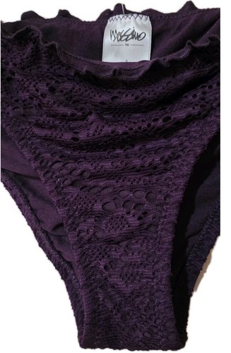 NEW ~~Mossimo Size Small Dark Purple Cheeky Crotchet Swim Bikini Bottoms 》 - Picture 2 of 5