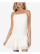 SPEECHLESS Womens Short Dress Ivory Sleeveless Crochet Trim; Juniors S