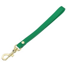 Leather Wristlet Strap for Purse, Keychain Bag Green Leather, Gold Clasp 