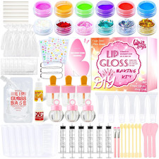 74PCS DIY Lip Gloss Making Kit Make Your Own Lip Glosses Moisturizing DIY Lip Gl