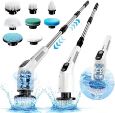 Electric Spin Scrubber, Shower Cleaning Brush with 8 Replaceable Brush Heads, IP