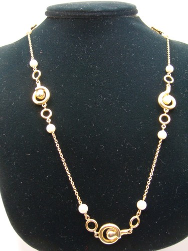 COLLANA CATENA TONO ORO ANN TAYLOR DESIGN VORTICE PERLE FINTE TENUTA - Foto 7 di 10