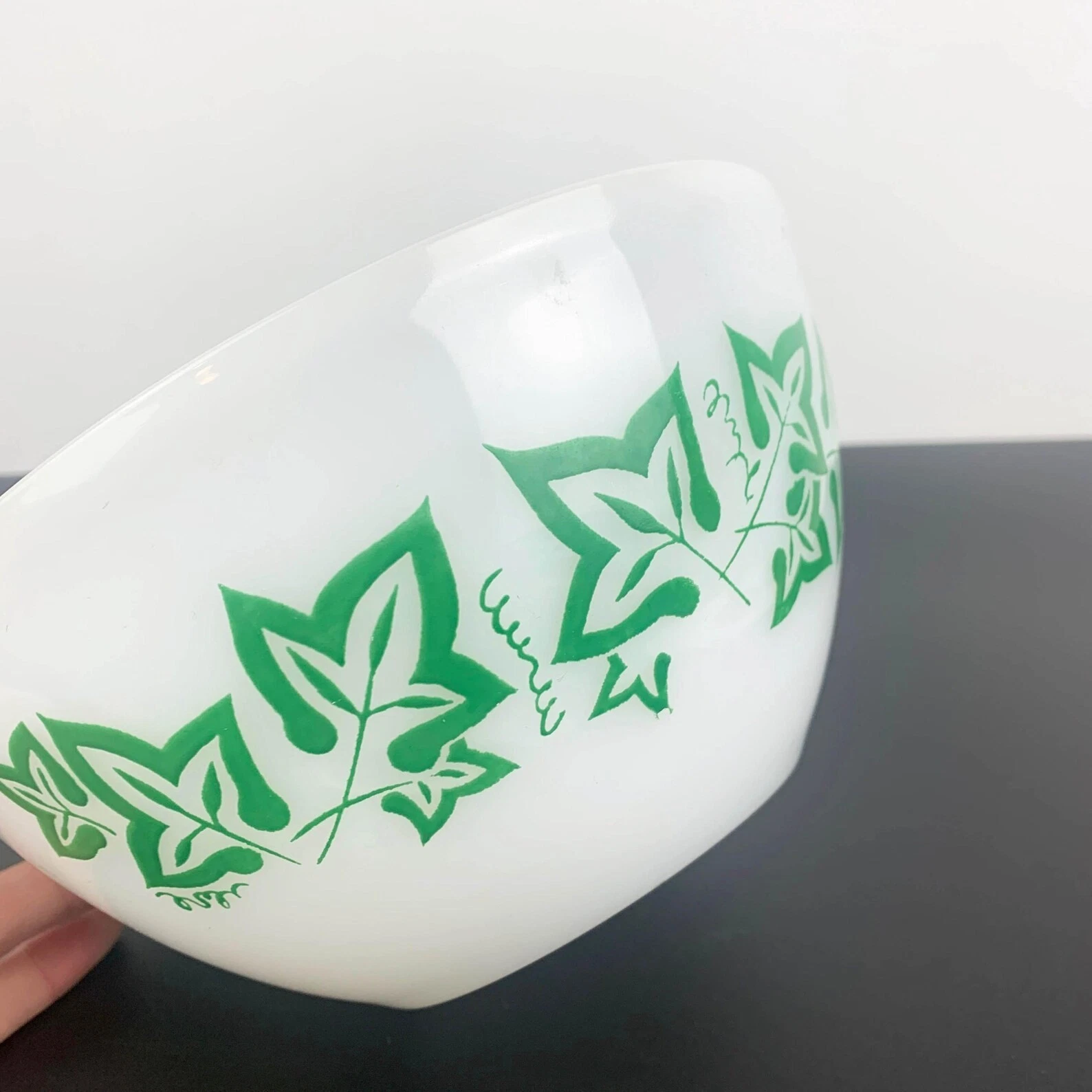 AGEEAU Pyrex LEAF pattern smallest 5" bowl of x4 set mixing bowls