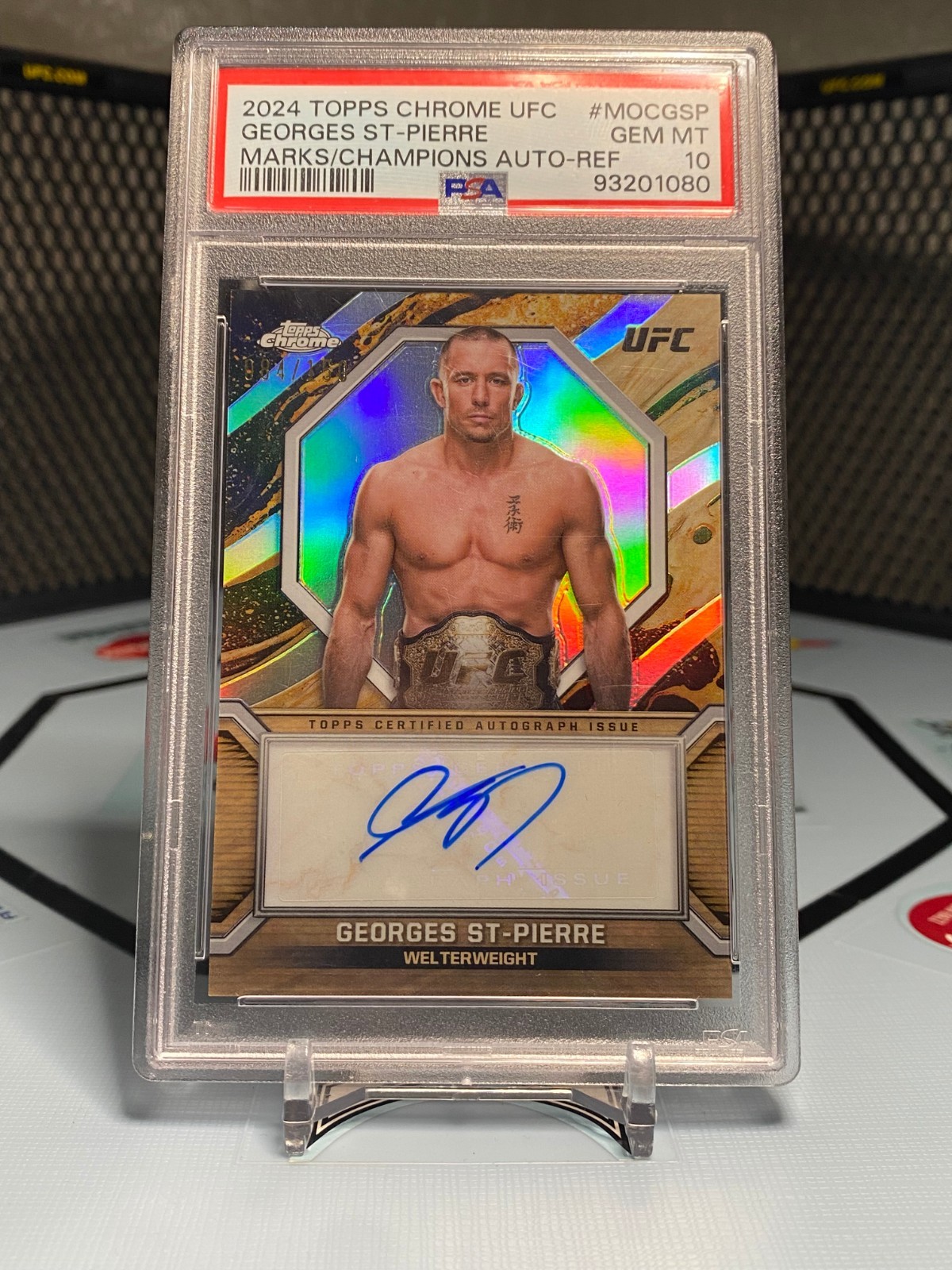 2024 Topps Chrome UFC GEORGES ST-PIERRE GSP Marks of Champions Auto /150 PSA 10 view 2