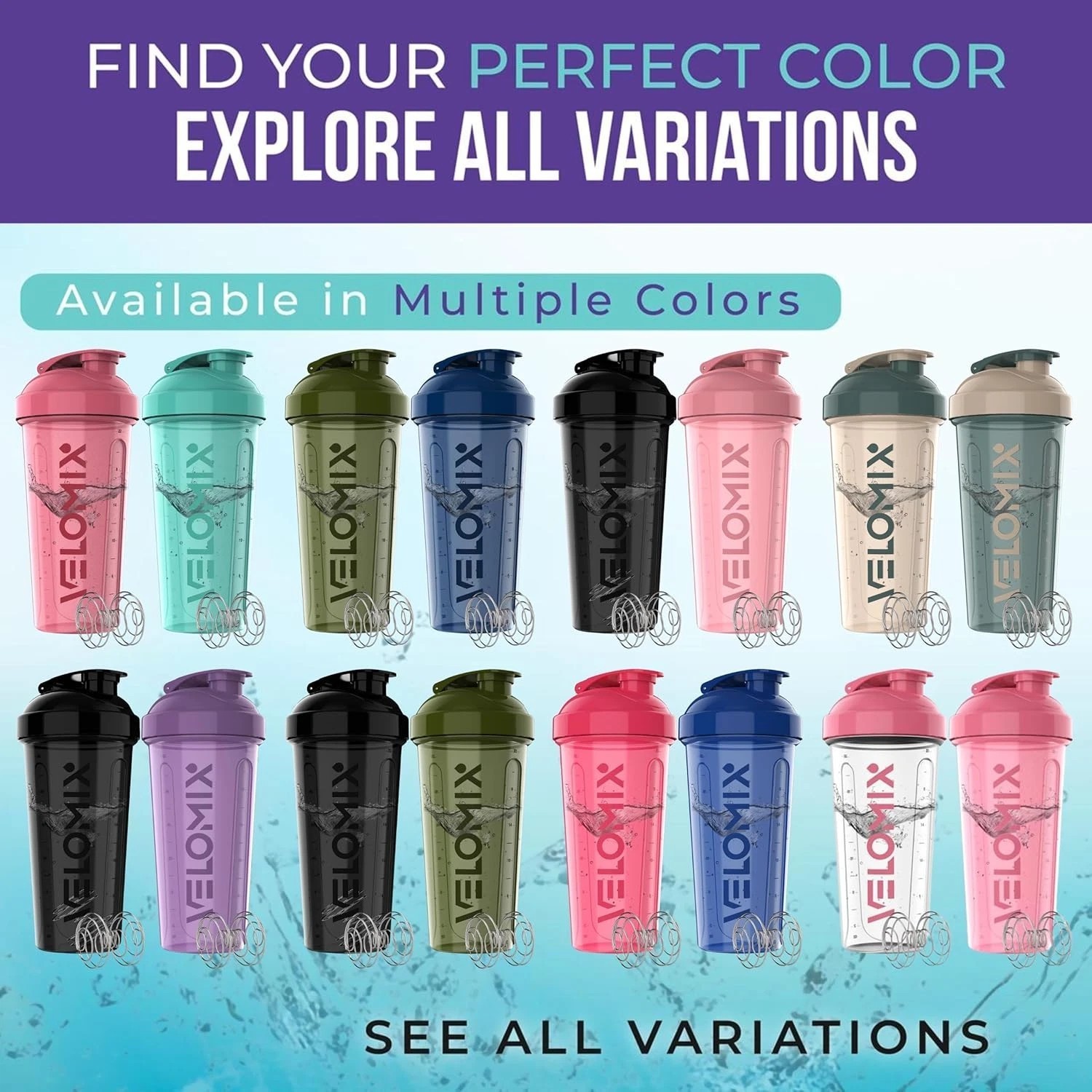 2 Pack 28Oz Protein Shaker Bottles with Wire Whisk Leakproof Shaker Cups