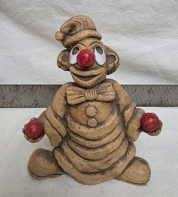 Rare Vintage 1983 Alpha Rez Co. Brown Clown Red Nose Juggler Figurine 