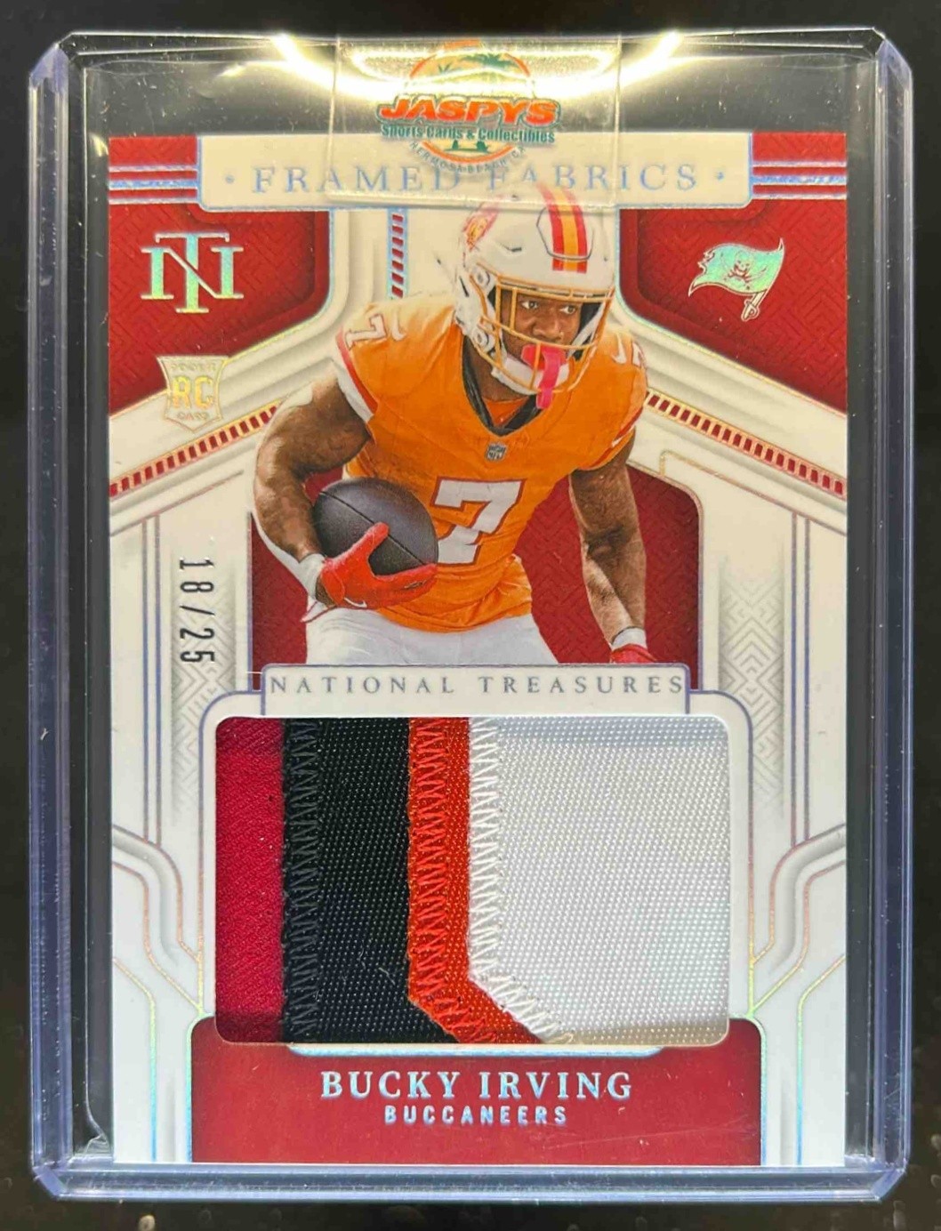 2024 National Treasures Bucky Irving Framed Fabric RC Patch Holo Silver #18/25