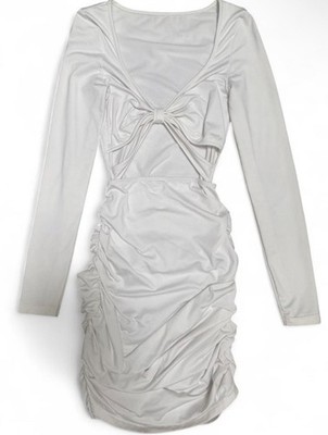 white bodycon dress ebay BCX Womens Stretch Embellished Keyhole Back Bodycon Dress White Size S Defected