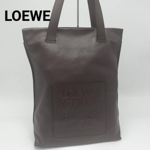 Extreme Excellent Condition LOEWE Tote Bag Leather Dark Brown Logo