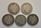 5 Five Circulated Vintage Barber Silver Dimes 1905 1907 and 1913 (3)
