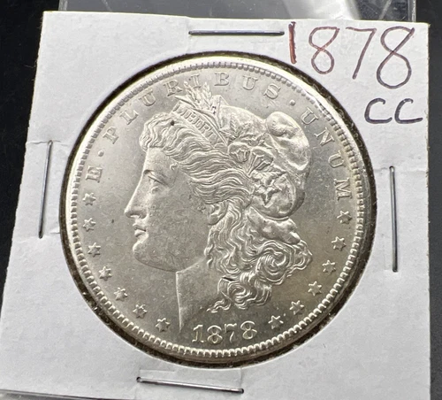 1878 CC Morgan Silver Dollar Coin Choice AU About UNC