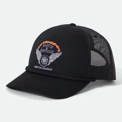 BRIXTON LEEWAY MP TRUCKER MESH SNAPBACK CAP BLACK