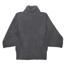 MARKS SPENCER Womens Grey Plain Roll Neck Jumper Acrylic Blend UK 14