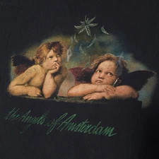 80s Grail Devil Wings Baby Angels Of Amsterdam Smoking Weed Drugs XL Vtg Shirt