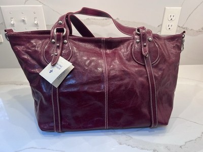 Firenze NWT Made In Italy Italian Leather Oxblood Slouchy Carryall Tote Slouchy
