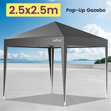 2.5x2.5M Pop Up Gazebo Adjustable Waterproof Heavy Duty Garden Canopy Tent Grey