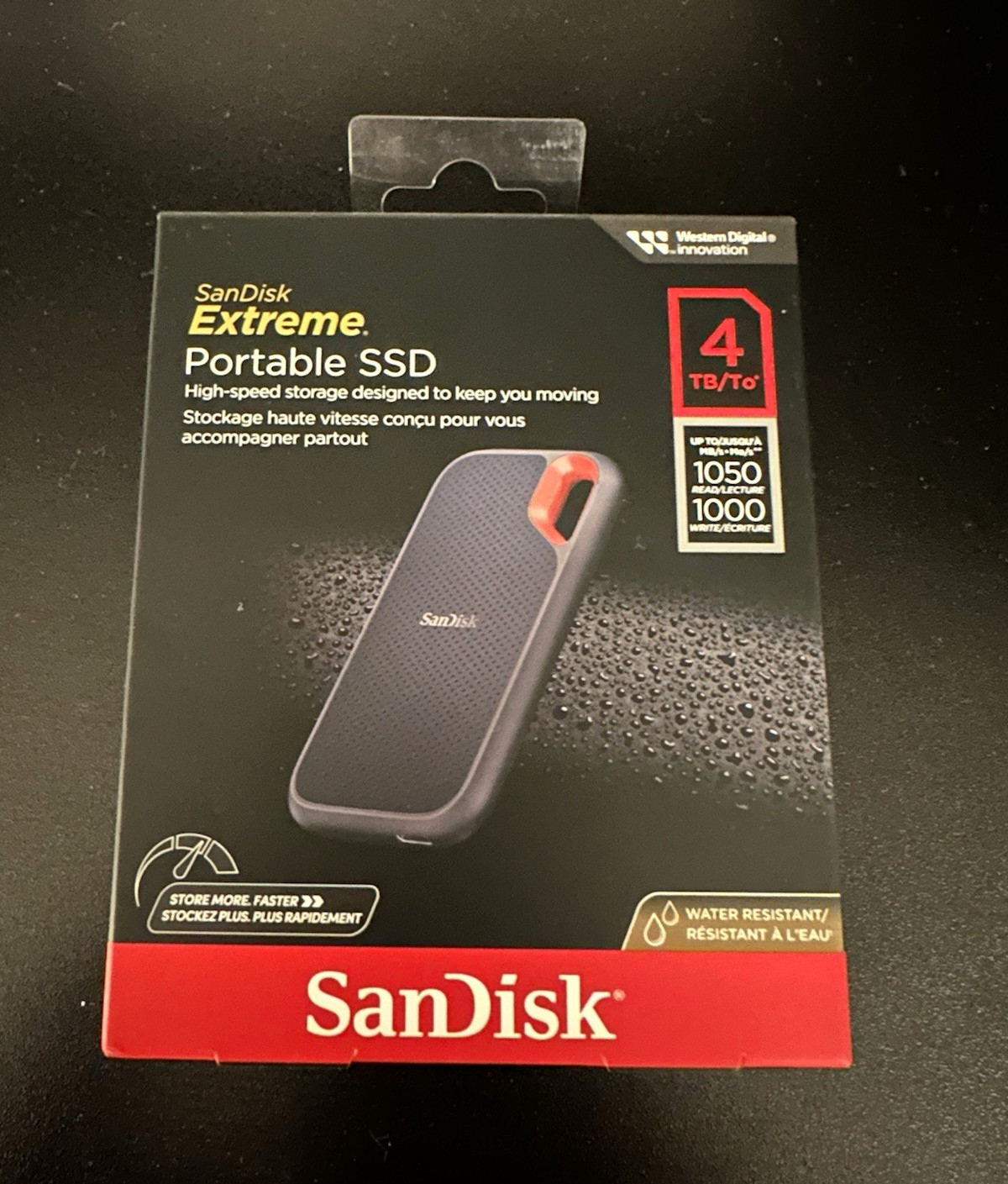 SanDisk Extreme Portable SSD 4TB USB-C USB 3.2 Gen 2 1050/1000MB/s Water