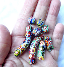 ANTICHE PERLINE MURRINE IN VETRO DI MURANO VENEZIA PER GIOIELLO D'EPOCA