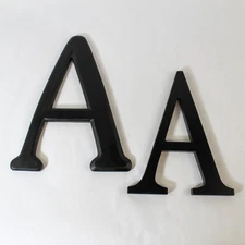 Lot of 2 Black Wood Letter A Monogram Wall Hanging Plaques - Fetco Decor