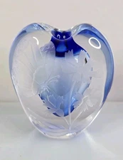 Perfume Bottle Etched Flowers Butterfly Zellique Studio Phyllis Polito 1999 Blue