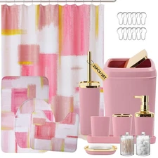 Bathroom Set - Pink and Gold Bathroom Accessories Set, Bathroom Sets with Sho...