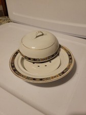 Thun Thu15? Thu25? Piatto burro TONDO con inserto coperchio bordo oro Cecoslovacchia Cecoslovacchia