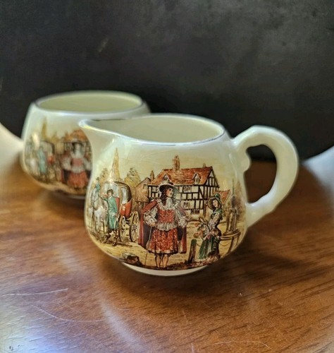 Vintage Lancaster & Sandland Ye Olden Days Milk Jug And Sugar Bowl - Picture 3 of 8