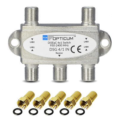 OPTICUM DiSEqC Schalter 4-1 Umschalter 4 Satelliten Switch HDTV HD FULL 4K UHD
