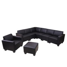 Couch-Garnitur Lyon 6-2, Modular Sofa-System, Kunstleder schwarz