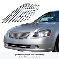 Fits 2005-2006 Nissan Altima Main Upper Stainless Silver Billet Grille Insert