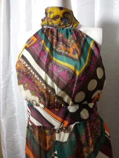 Ark & Co Sheer Jumpsuit Women Small Multicolor Chiffon Sleeveless Strap Neck - Image 3 of 4