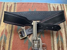 Western Leather Cartridge Belt with 45 LC Cal Loops Border Stamp Size 46 USA Mde