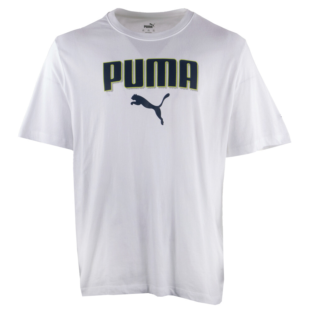 Puma Wavy Logo Crew Neck Short Sleeve T-Shirt Big Tall Mens White Casual Tops 58