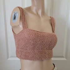Gilly Hicks Faux Sherpa Fuzzy Crop Top Bralette SZ M