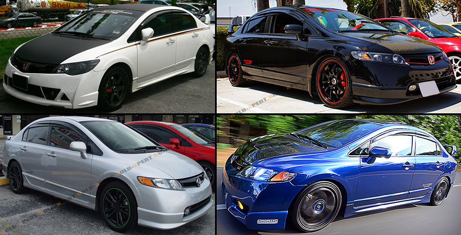 FOR 2006-11 8TH GEN CIVIC SEDAN WAVY SMOKE WINDOW VISOR RAIN