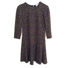 Loft Cheetah Print Dress Drop Waist Half Sleeve Stretch Brown Black Size Small