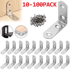 Lot L Steel Corner Braces Heavy Duty Right Angle Bracket 4 Holes W/ Screws